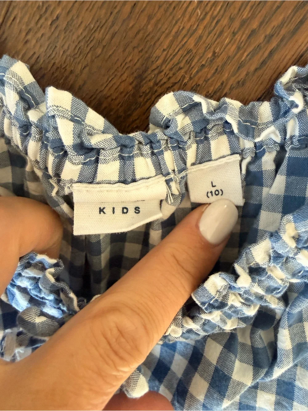 GAP Blue Gingham Smocked Flutter-Sleeve Dress